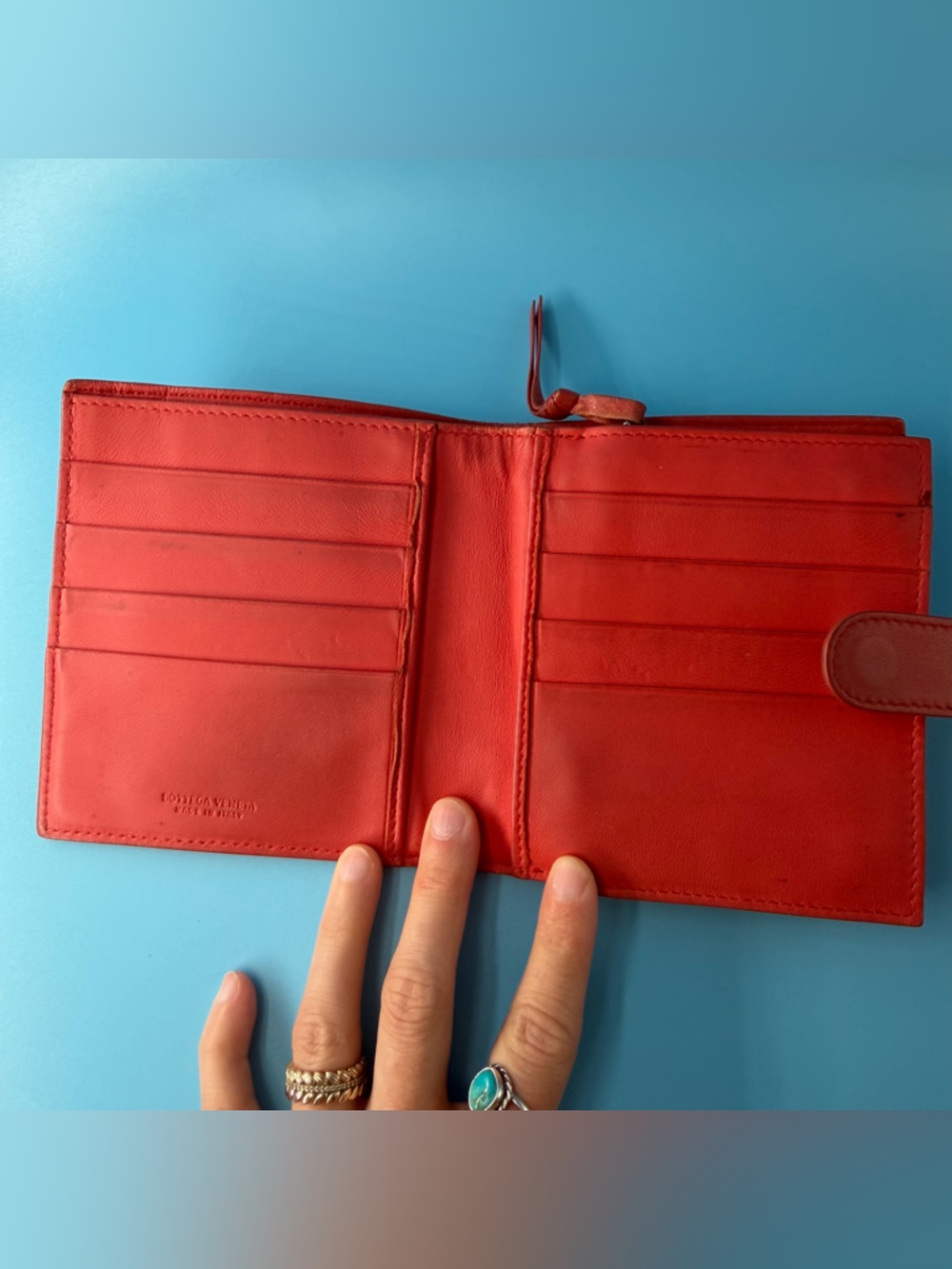 Bottega Veneta Coral Leather Compact Snap Wallet Zip Italy - Picture 4 of 7